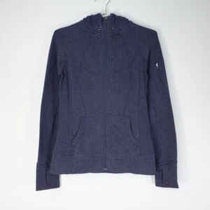 Athleta Striped Strength Hoodie Womens Size XS Navy Full Zip Thumb Holes Fitted - Picture 1 of 12