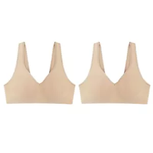 Hanes Women's Wireless, Smooth Comfort Full-Coverage Nude/Nude, 2-Pack, Large - Picture 1 of 7