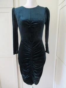 Diane von Furstenberg Emerald Green Velvet Ruched Dress - 4 - Picture 1 of 7