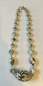 Vintage Cloisonne Floral Bead Necklace  - Picture 1 of 10