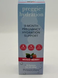 Preggie Hydration, Mixed Berry, 10 Packets, 0.14 oz (4 g) Each, Threeollies New - Picture 1 of 3