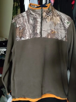 Chaqueta Pullover Real Tree Earthletics Camuflaje Verde y Naranja Borde Polar M Foto 1 de 4