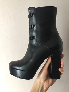Botas de Cuero Negro Emporio Armani Tacones Altos Talla 38 (5 Reino Unido) - Imagen 1 de 7