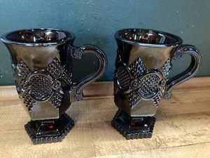 Lot/2 Avon 1876 Cape Cod Ruby Red Glass Footed Pedestal Irish Coffee Mugs Cups - Picture 1 of 6