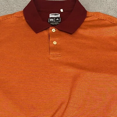 Camisa Polo Adidas ClimaLite Mercerizada Para Hombre Talla XL Naranja Rayas Golf Foto 1 de 4