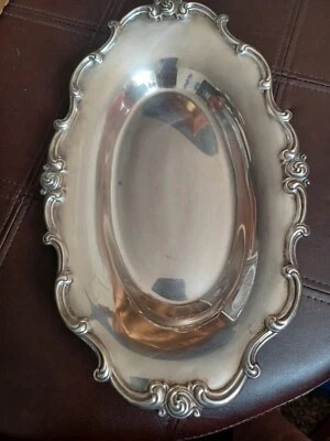 Bandeja para servir pan ovalada Gorham Original YC2028 Chantilly plateada 12"x8" Foto 1 de 4