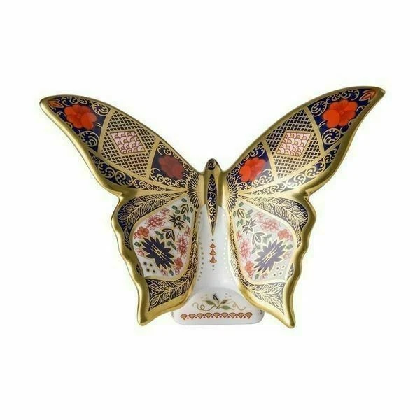 Royal Crown Derby Old Imari Solid Gold Band SGB Butterfly Paperweight