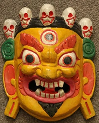 Máscara decorativa de pared de madera QT S Bhairab hecha a mano Dios Shiva Mahakal Foto 1 de 3