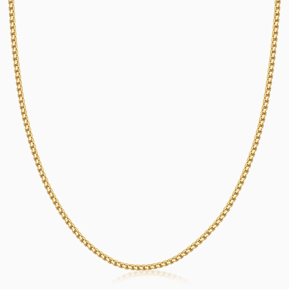 Colar de corrente caixa redonda Pori Jewelry ouro 14K sólido 2 mm - ouro amarelo ou branco - Imagem 1 de 3