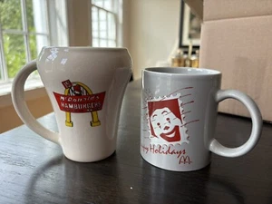 Pair Of McDonalds Mugs Retro 15 Cent Burgers And Vtg 1990s Christmas Mug - Picture 1 of 11