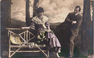 Female Model Victorian Romantic Couple RPPC B250 - Picture 1 of 2