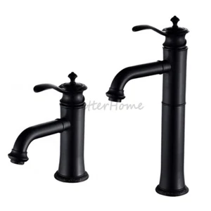 Oil Rubbed Bronze Black Bathroom Sink Mixer Tap Single Handle Wash Basin Faucets - Picture 1 of 7