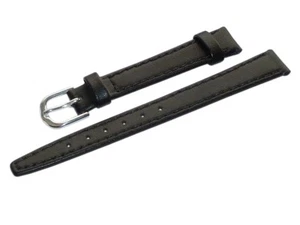 14mm Kalbsleder Uhrenarmband Uhrenband Uhrband Schwarz mit Silberschließe - Bild 1 von 1