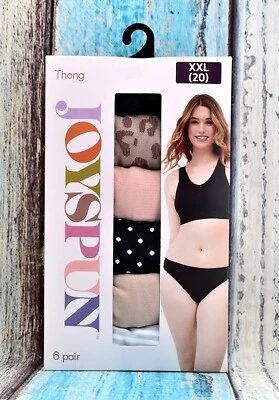 Women's Joyspun Cotton Thong Underwear (6 Pair) L, 2XL Multicolor 01 NEW BOX - Image 1 of 4