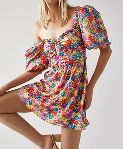NEU FOR LOVE & LEMONS MINIKLEID GEBLÜMT MERRILL PUFFÄRMEL GR. S - Bild 1 von 14