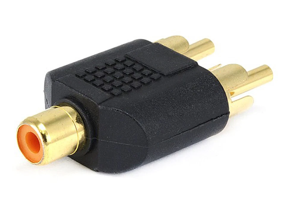 Gold Plated Female RCA Jack to 2x Male RCA Plug Splitter Adapter - Image 1 of 1