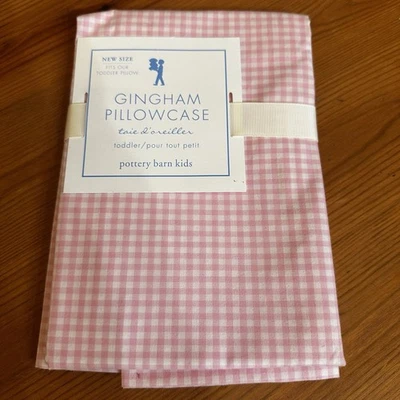 Nueva funda de almohada estándar Pottery Barn Kids rosa blanco a cuadros de guinga 100 % algodón Foto 1 de 2