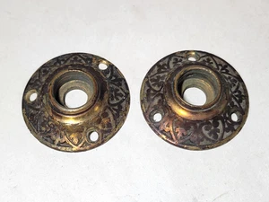 2 Lot Nimick & Brittan Türklinke Rosette 2" Antik 1880er Viktorianisch Bronze/Messing - Bild 1 von 5