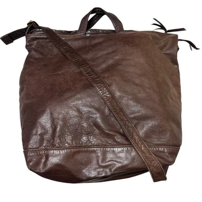 595 Porter Yoshida Head Bolso Cuero Hombro Antiguo Marrón Hecho en Japón Archivo Foto 1 de 4