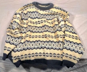 VINTAGE OLAV KWALITET SPORTY 100% WOOL SKI SWEATER MADE IN NORWAY SIZE 44 - Picture 1 of 4