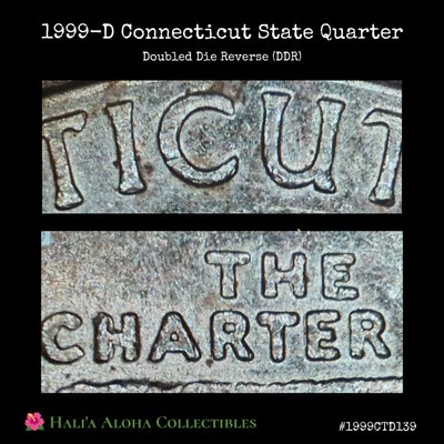 1999 D Connecticut State Quarter ✨Doubled Die Reverse (DDR)✨ - Image 1 of 4