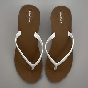 Okabashi Women's Shoreline Flip Flop Thong Sandals Size 8 White  - Picture 1 of 3