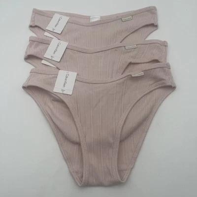 LOTE 3 BRAGAS DE BIKINI CALVIN KLEIN de algodón acanalado modal apenas rosa NUEVAS para mujer XS Foto 1 de 4