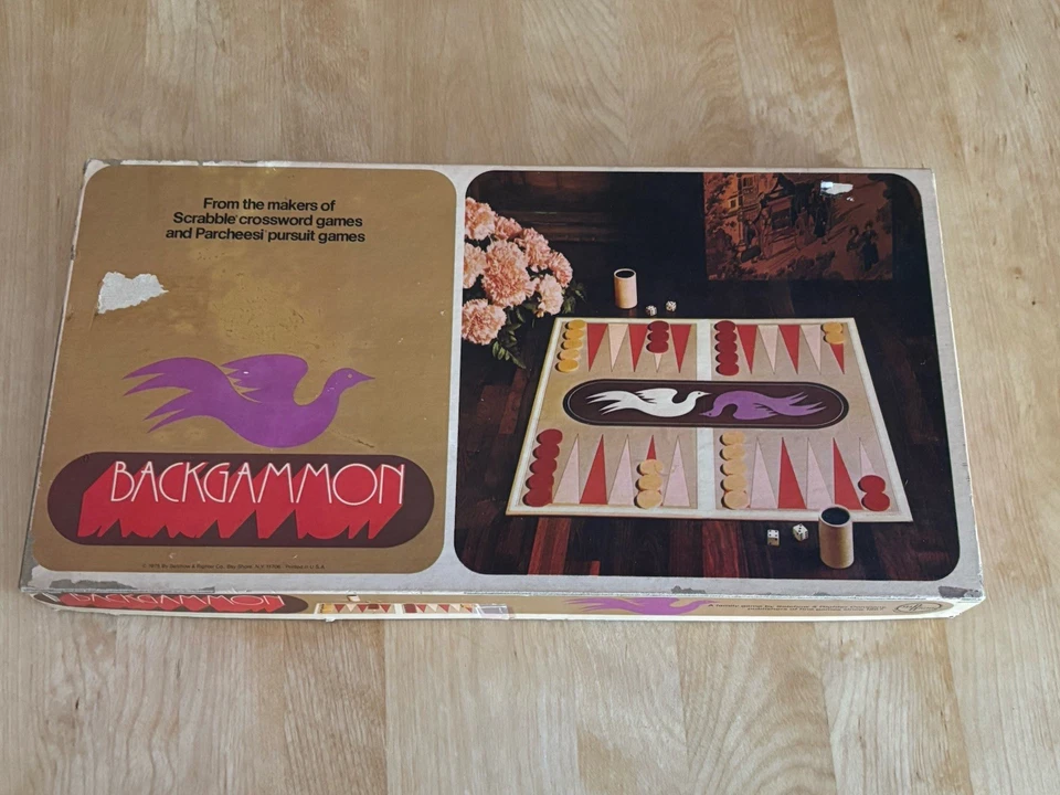 Vintage 1975 Selchow & Righter Backgammon Board Game #85 Set Wooden Pieces - Image 1 of 4