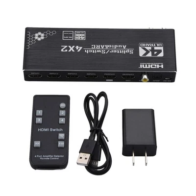 HDMI Switch 4X2 With Audio Separation 4K@60Hz HDMI Switcher With ARC Function - Image 1 of 4