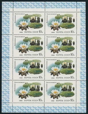 1984, SOVIET UNION, AQUATIC PLANTS, MINISHEET & COMMON SHEET, NH, SC#5254a - Image 1 of 2