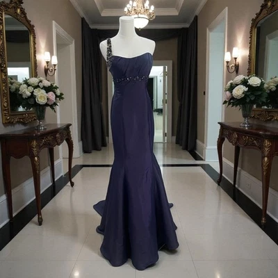Flirt Maggie Sottero Gown 8 Purple One Shoulder Prom Dress Project Damaged - Image 1 of 4