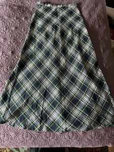 Authentic Vintage 70er Jahre langer grün karierter A-Linien Rock, M/L *neuwertig* - Bild 1 von 7