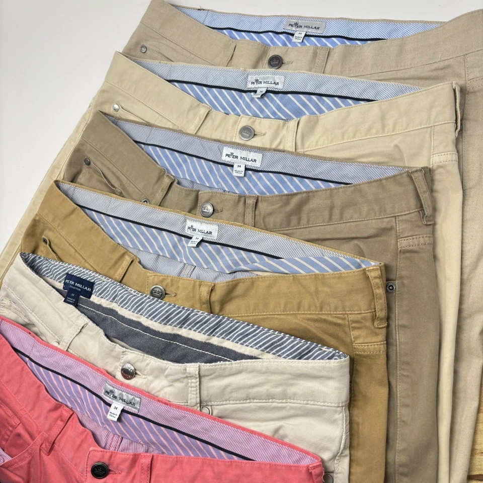 Lot 6 Peter Millar Men's 34 Chino Pants Stretch Cotton Blend Assorted Colors - Image 1 of 4