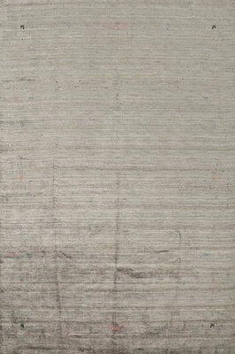 Handmade Gray Gabbeh Area Rug 8x9 Ft Handmade Oriental Bedroom Wool Carpet - Image 1 of 4