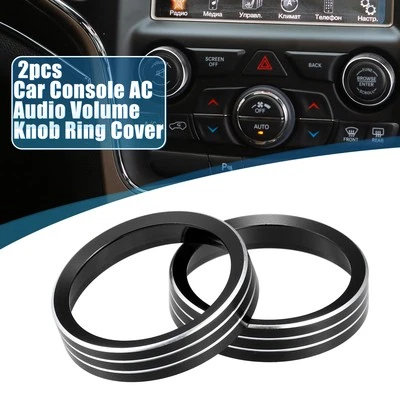 2PCS Console Audio Volume Knob Ring Cover for Jeep Grand Cherokee 14-20 Black - image 1 of 4