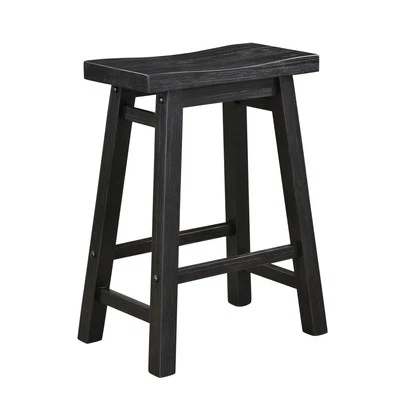 Sonoma Saddle Backless Wood Bar Stool Counter Height Acacia Black Charcoal Fi... - Image 1 of 4