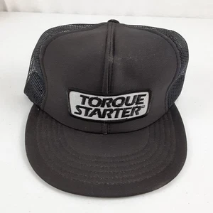 Vintage Truckers Cap TORQUE STARTER Black Mesh Nylon Hat READ LISTING - Picture 1 of 10