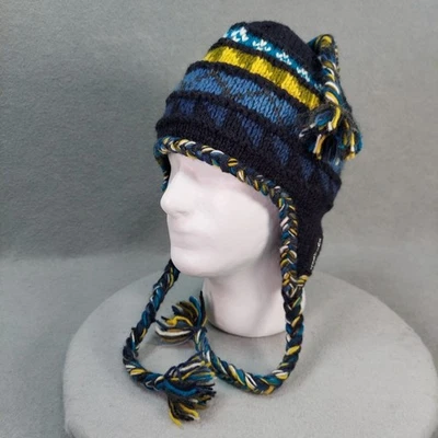 Gorro de lana Everest Design sombrero trampero tejido oreja solapa borlas forrado polar azul marino Foto 1 de 4