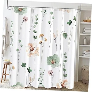 Watercolor Floral Shower Curtain Beige 72"W x 72"L (Pack of 1) Sage Green - Picture 1 of 7