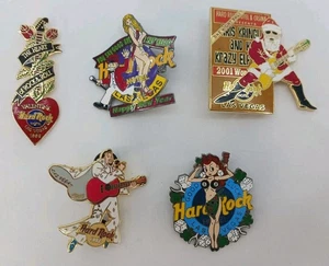 Vintage Lot Of 5 Hard Rock Cafe Pins LAS VEGAS, Elvis, Heart Of Rock, Kris Kring - Picture 1 of 4
