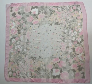 Vintage Triminghams Scarf Italy Polyester Floral Pink 30" Square Sheer Stripes - Picture 1 of 7