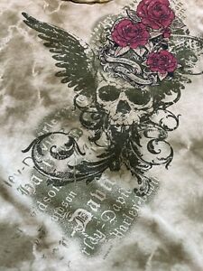 Harley Davidson Olive Tie Dye Women's T-shirt L Skull Cycle City Honolulu HI