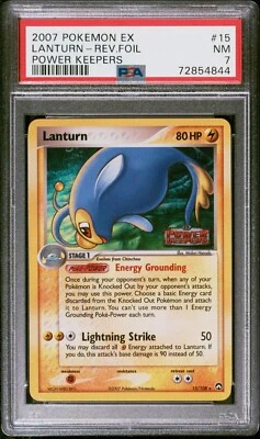 Pokemon Card Lanturn 15/108 Reverse Holo Foil EX Power Keepers PSA 7 NM - Image 1 of 2