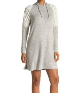 NEW Flora Nikrooz Women's Heather Grey Knit Hooded Sleep Shirt Nightgown Size S  - Picture 1 of 11