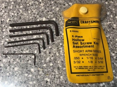 Craftsman V 9 46885 Vintage 6 Piece Hollow Set Screw Key Set USA Free Ship D25* - Image 1 of 2