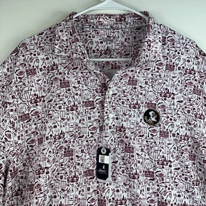 Neu mit Etikett Johnnie-O Herren XL AOP FSU Seminolen Tailgater 2.0 weinrot Polo $ 128 - Bild 1 von 13