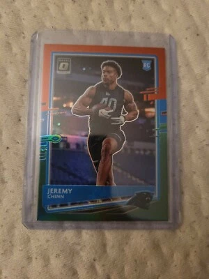 2020 Donruss Jeremy Chinn RC Optic Red Green Holo Prizm SP RARE! Panthers - Image 1 of 4