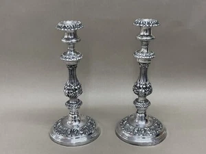 Pair Of Antique Georgian Silver Plated Candlesticks C1800 31cm High - Picture 1 of 8