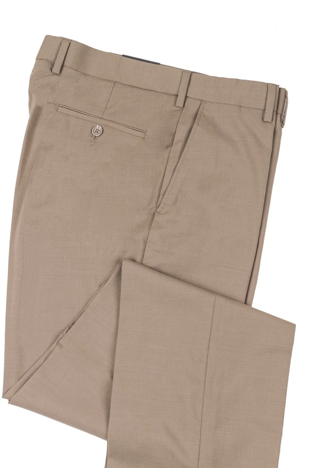 Pantalón de vestir Enro $95 cómodo cintura y mezcla de lana elástica para hombre, frente plano beige 34 Foto 1 de 1