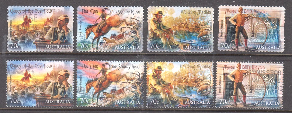 Australia 2014 Bush Ballads Used set 4 self adhesive + 4 sheet stamps - Image 1 of 1